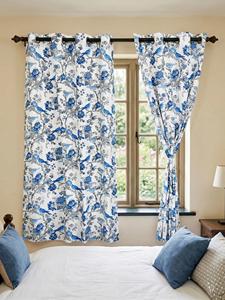 Rideaux à œillets en coton premium imprimés à la main, motif floral traditionnel élégant pour salon et chambre, translucides - Product Image 3
