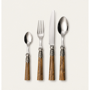 Ensemble de couverts de luxe de style français en acier inoxydable avec manche en bois naturel et finition vintage polie à la main pour la table de dîner raffinée - Product Image 5