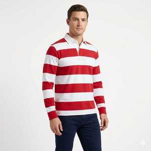 Camiseta de Rugby Retro Personalizada para Hombre, Polo Transpirable a Rayas de Manga Larga, Camiseta de Rugby de Alta Calidad, Polo - Product Image 5