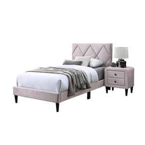 Base de Cama Matrimonial Tapizada en Terciopelo Rosa Claro con Cabecera Ajustable, Muebles de Dormitorio para Jóvenes, Camas Tapizadas - Product Image 6