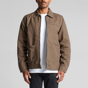 Blouson de travail d'hiver personnalisé pour homme en toile de coton 100 %, style jean bomber avec fermeture éclair pour vêtements de travail - Product Image 1