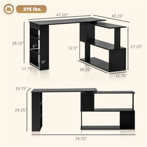 Scrivania Angolare Nera per Home Office, Salvaspazio, per Computer e Scrittura - Product Image 5