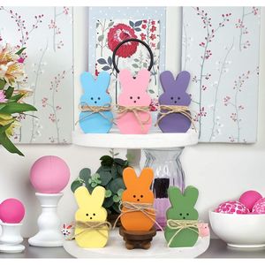 Set di 6 Coniglietti in Legno per Decorazioni Pasquali, Ornamenti per Casa, Mensola, Tavolo e Vassoio a Più Livelli per la Stagione Primaverile - Product Image 3