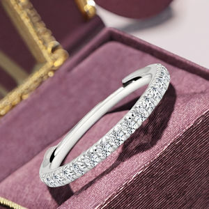 Anillo de Boda Apilable de Plata 925 con Moissanita y Baño de Rodio para Mujer, Joyería Fina de Moda, Media Eternidad, Anillo a Juego para Aniversario - Product Image 6