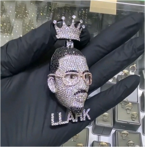 Colgante Hip Hop Iced Out de Plata de Ley 925 con Rostro de Hombre, Chapado en Oro, VVS, Moissanita Personalizada - Product Image 3