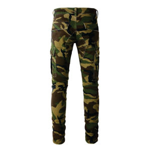 NUEVOS Pantalones de Camuflaje para Hombre, Estilo Hip Hop, Ajustados, Slim Fit, Vaqueros Cargo, Denim Apilado - Product Image 4