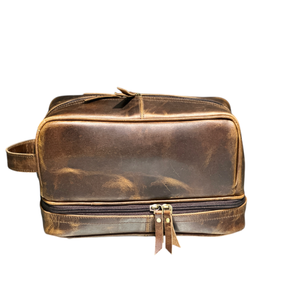 Bolsa de Viaje Impermeable de Cuero con Patrón de Caramelo en Relieve, Estilo Vintage, Duradera, para Hombre, Neceser de Aseo, Organizador de Artículos de Afeitado, con Cremallera Grande y Portátil - Product Image 6