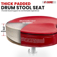 Siège de batterieur rembourré 4 pouces à 5 pieds, tabouret de guitare réglable pour musicien