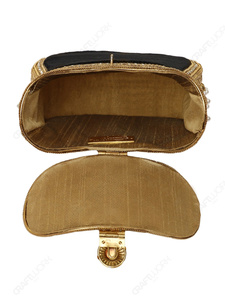 Pochette de soirée structurée en velours noir indien fait main avec poignée perlée et bordure dorée pour la vente en gros et l'approvisionnement OEM - Product Image 5