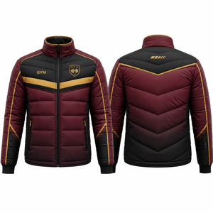 Chaqueta Deportiva con Capucha Ecológica Personalizada MEGAMAPLE para Hombre, Chaqueta de Invierno con Bloques de Color, Cuello Alto y Logotipo del Equipo Bordado en la Parte Delantera - Product Image 1