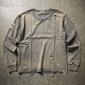 T-shirt Homme Oversize en Denim Tissé Délavé et Vieilli, Polyester/Coton, Écologique, Style Urbain, Séchage Rapide - Product Image 6