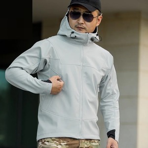 Mens Softshell Hooded <b>Jacket</b> <b>Fleece</b> <b>Lined</b> Windproof Autumn Streetwear - Product Image 3