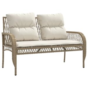 Conjunto de Sofás de Patio de Ratán PE Beige con Acero con Recubrimiento en Polvo y Vidrio Templado para Decoración de Jardín - Product Image 4