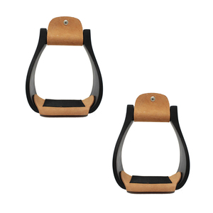 Étriers d'équitation en cuir durable avec logo personnalisé, accessoires de selle équestre avec design antidérapant optimal - Product Image 1