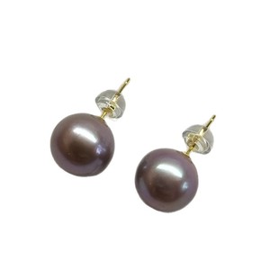Pendientes Minimalistas de Plata S925 con Perlas Redondas de Agua Dulce Púrpura de 10-11 mm, Imperfecciones que Añaden un Encanto Sutil - Product Image 5