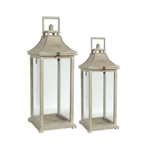 Portavelas de Vidrio y Madera Vintage con Asa de Cuerda, Decoración Rústica para Mesa de Boda o Jardín - Product Image 1