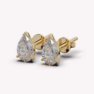 1 Ct Pear Cut Lab Grown Diamond Stud <b>Earrings</b> Prong Set Minimalist Unique Luxury Everyday Wear Fine Jewelry Pairs 14K Solid Gold - Product Image 1
