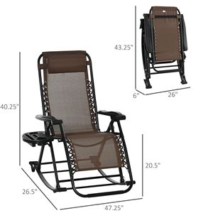 Sedia a Dondolo Pieghevole Reclinabile a Gravità Zero per Esterni con Cuscino e Portabicchieri, Design Pieghevole per Uso Relax - Product Image 3