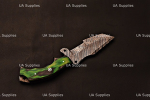 Cuchillo de caza hecho a mano de acero de Damasco con punta de clip, mango de madera Pakka, hoja de espiga completa, herramienta de supervivencia para exteriores de grado industrial - Product Image 2