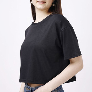 T-shirts courts décontractés à manches mi-longues et épaules tombantes, personnalisables avec logo, coupe oversize, pour femmes - Vente en gros - Product Image 2