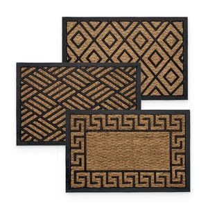 Tappeto Rettangolare Sahara Marrone con Design Geometrico per Esterni e Interni Antiscivolo in Fibra di Cocco 19037 - Product Image 1