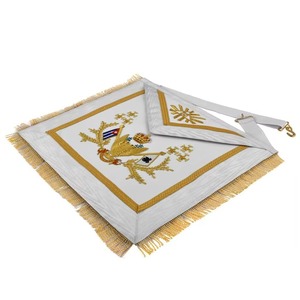 Delantal Masónico del 33º Grado del Rito Escocés - Estilo Étnico, Tela de Terciopelo, Bordado a Mano con Alas de Hilo Dorado, Banderas de TODOS LOS PAÍSES PERSONALIZADAS - Product Image 2