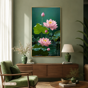 Peinture sur soie traditionnelle vietnamienne à motif de fleur de lotus, esthétique orientale, décoration murale, cadeau, fabriqué au Vietnam - Product Image 2