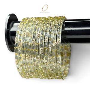 Bracelets haut de gamme en verre cristal blanc plaqué or pour femmes, collection mode pour mariage et fête, prix de gros - Product Image 1