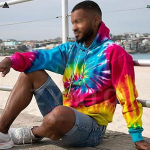 เสื้อฮู้ดดี้ผู้ชายสไตล์ใหม่ ลายมัดย้อม แฟชั่นลำลอง ผ้าคอตตอนผสม ดีไซน์สั่งทำได้ กำลังฮิต - Product Image 3