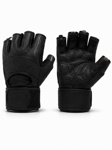 Custom Logo Unisex Leather Fitness Gloves <b>Half</b> Finger Weight Lifting Non <b>Slip</b> Breathable Gym Training Body Building Protect Hand - Product Image 1