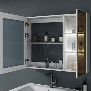 Meuble de salle de bain en contreplaqué avec miroir en verre, vasque en céramique murale - Product Image 2