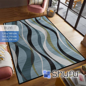 Shufu antidérapant facile à nettoyer tapis anti-allergie motif abstrait imprimé brillant fabriqué à partir de flanelle de haute qualité pour le salon - Product Image 5