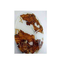 Contemporary Wood & Epoxy Resin Hanging Quartz Needle <b>Wall</b> <b>Clock</b> <b>Modern</b> Design Polish Finish Luxury Home Decor Gift - Product Image 5