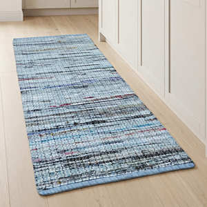 Tapis de couloir bleu chiné pour les intérieurs côtiers, scandinaves et modernes bio - Product Image 3