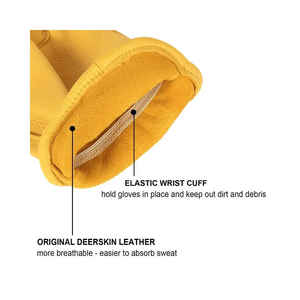 Gants de travail et de conduite en cuir de daim de qualité supérieure, durables, avec protection pour le pouce et poignet élastique, pour la sécurité au travail et la conduite - Product Image 4