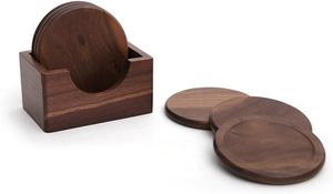 Juego de posavasos y soporte de madera de nogal de alta calidad para accesorios y decoración del hogar, artesanía de cocina de Vietnam. - Product Image 3