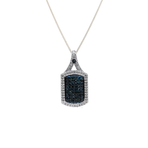 Collar con Colgante de Diamantes Naturales Blancos y Azules de 1.09 Quilates para Mujer en Plata de Ley 925, Cadena de 18 Pulgadas, Corte Redondo (Color G-H) - Product Image 1