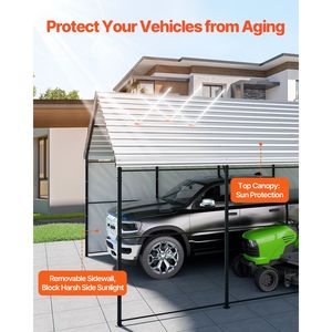 Robusto Carport in Metallo 13 X 26 per Esterni con Telaio in Acciaio Zincato, Garage con Tettoia Rimovibile - Product Image 3