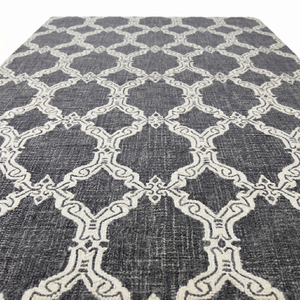 Tapis en laine gris anthracite ivoire à rayures horizontales, antidérapant, écologique, pour salon et salle de bain - Product Image 2