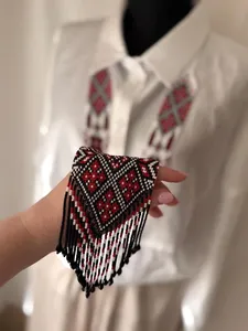 CLASSY Design Beaded Necklace Red Black Gerdan Traditional Ethnic Jewelry Handmade Seed <b>Bead</b> Necklace for party - Product Image 3