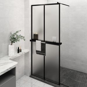 Paroi de douche noire 39,4''x76,8'' avec étagère, verre ESG et aluminium pour votre salle de bain moderne - Product Image 1