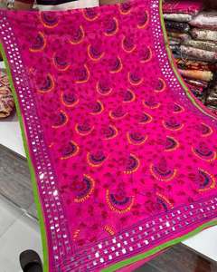 Dupatta Kalamkari brodée de style Phulkari, écharpe en modal brodée à la main avec imprimé paon, stoles en modal - Product Image 3