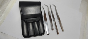 <b>Eyelash</b> Extension Tweezers Set of 4 Pieces-Stainless Steel Precision Anti-Magnetic Durable False <b>Eyelash</b> <b>Applicator</b> & Tweezers - Product Image 5
