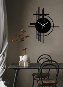 Horloge murale géométrique moderne en métal, horloge ronde noire abstraite, horloge design contemporaine, art mural décoratif pour salon, chambre à coucher - Product Image 6