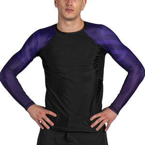 Rashguard MMA BJJ personnalisé respirant imprimé en sérigraphie OEM en Spandex/Polyester pour homme à manches courtes - Product Image 1