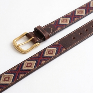 Genuine Leather Woven Pattern <b>Belt</b> for Men <b>Vintage</b> Brass Buckle Handmade Casual Jeans Waist <b>Belt</b> Brown Premium - Product Image 3