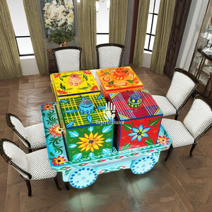 Boîte à fruits secs en bois Art Déco pour la décoration de la maison - Utilisation sur table - Cadeaux de rentrée scolaire et d'anniversaire/baptême - Ensemble de 4 pièces - Product Image 1