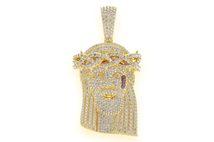 จี้พระเยซูแบบ Iced Out ชุบทองประดับเพชร VVS Moissanite มงกุฎหนาม สไตล์ฮิปฮอป สร้อยคอหรูหราสำหรับผู้ชาย - Product Image 1