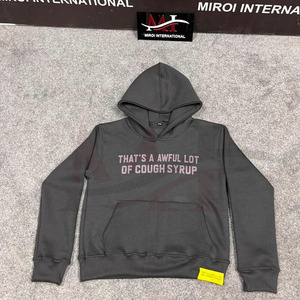 Sudadera con Capucha de Alta Calidad 100% Algodón Grueso para Hombre, Estilo Urbano, con Estampado 'THAT'S AWFUL LOT of COUGH SYRUP' - Product Image 1