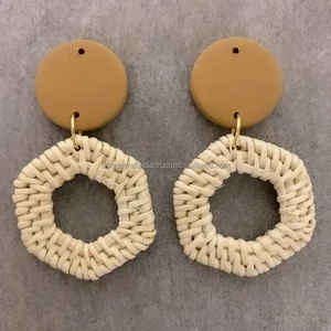 Pendientes colgantes de ratán hechos a mano de moda superventas 2024 productos de moda al por mayor de UCI en India - Product Image 2